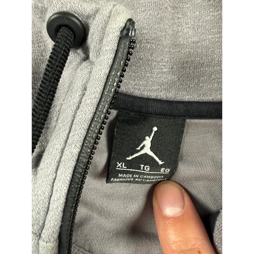 Jordan Hoodie Mens XL Grey Full Zip Jumpman Logo Athletic Sweatshirt Raglan